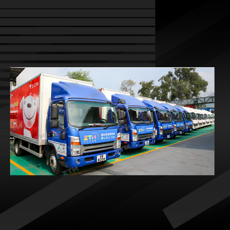 Blue Delivery Trucks Fleet
