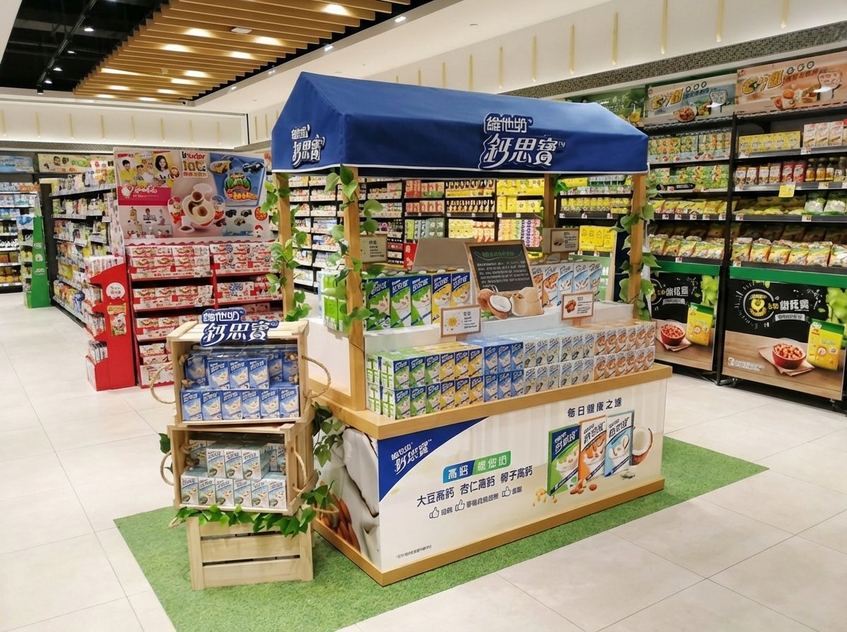 Blue Beverage Display Booth
