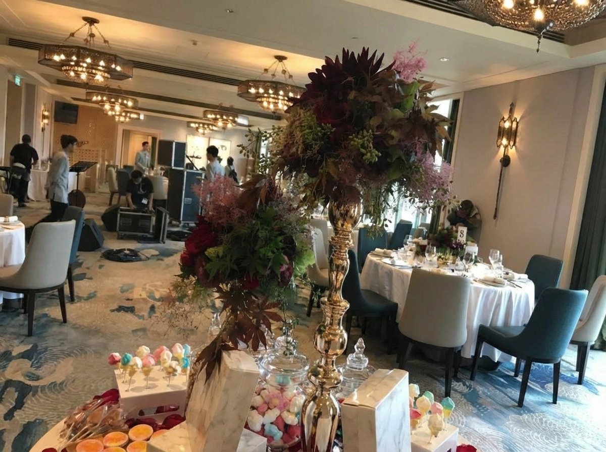 Wedding Candy Bar with Floral Display